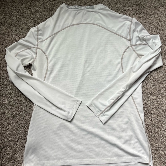 Nike Pro Combat White Fitted Long Sleeve Shirt - Picture 4 of 8
